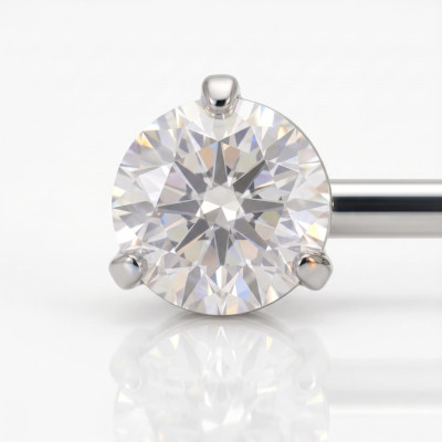 Stab für Brustwarze mit kubischer Zirkonia in 3er-Fassung ohne Gewinde aus Implantatgüte-Titan