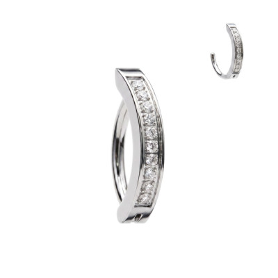 Navel Ring with Cubic Zirconia in Prong Setting Implant Grade Titanium with Hinge