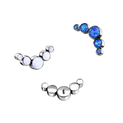 Implant Grade Titanium Internally Threaded 5 Round Bezel Set Opal Top