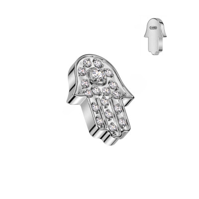 Implant Grade Titanium Internally Threaded Hamsa Pave CZ Top