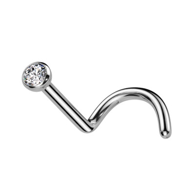 Implant Grade Titanium Bezel Set CZ Nose Screw