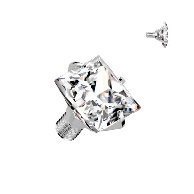 Implant Grade Titanium Internally Threaded Prong Set Square CZ Top