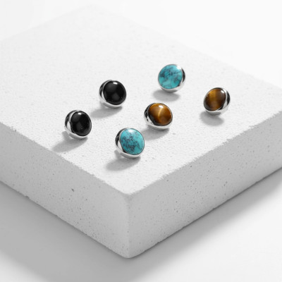 Implant Grade Titanium Internally Threaded Bezel Set Natural Stone Top