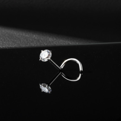 Joya Nostril con Circonita en Garras de Titanio Grado Implante