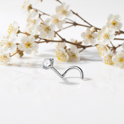 Implant Grade Titanium Prong Set CZ Nose Screw