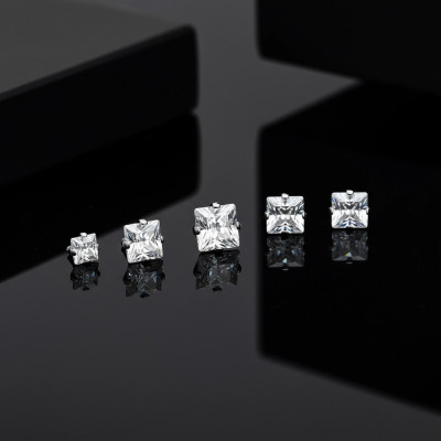 Implant Grade Titanium Internally Threaded Prong Set Square CZ Top