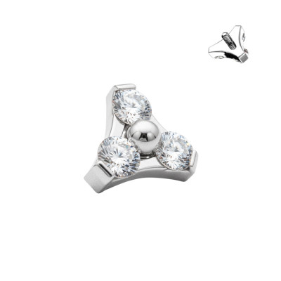 Implant Grade Titanium Internally Threaded CZ Trinity Triangle Top