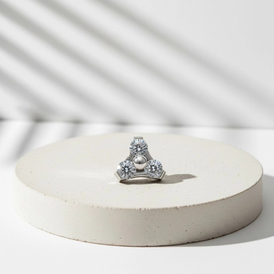 Implant Grade Titanium Internally Threaded CZ Trinity Triangle Top