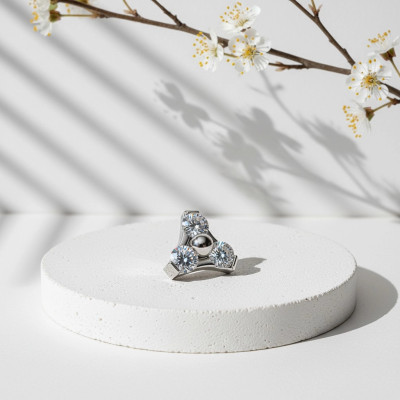 Implant Grade Titanium Internally Threaded CZ Trinity Triangle Top