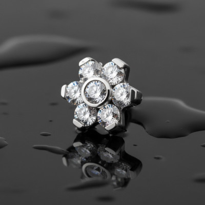 Top Fleur Zircones Centre Biseauté Pétales en Griffes en Titane Grade Implant Filetage Interne