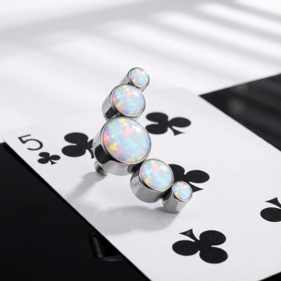 Implant Grade Titanium Internally Threaded 5 Round Bezel Set Opal Top