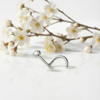 Implant Grade Titanium Bezel Set CZ Nose Screw