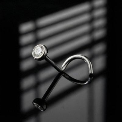 Implant Grade Titanium Bezel Set CZ Nose Screw