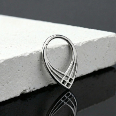 Implant Grade Titanium Criss Cross Chevron Hinged Segment Hoop Ring