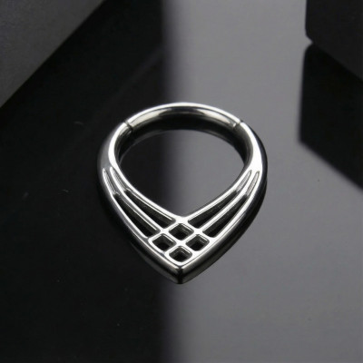 Implant Grade Titanium Criss Cross Chevron Hinged Segment Hoop Ring