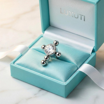 Top Centro de Zircônia Redonda em Bisel e Cruz de Esferas de Titânio Grau Implante com Rosca Interna