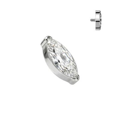 Top de Titânio Grau Implante com Rosca Interna e Pedra Marquise de Zircônia