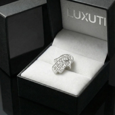 Implant Grade Titanium Internally Threaded Hamsa Pave CZ Top