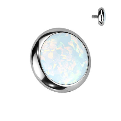 Implant Grade Titanium Internally Threaded Flat Bezel Set Opal Top