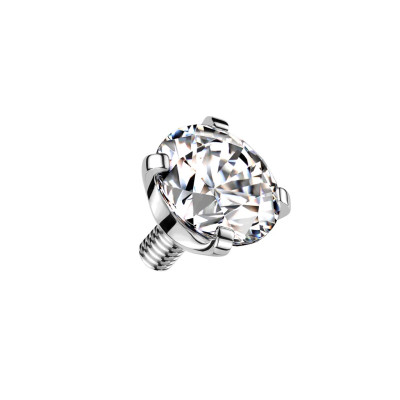 Implant Grade Titanium Internally Threaded Prong Set Round CZ Top