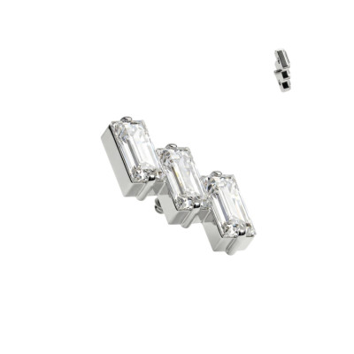 Top con 3 Circonitas Baguette Inclinadas de Titanio Grado Implante con Rosca Interna