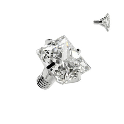 Implant Grade Titanium Internally Threaded Prong Set Square CZ Top