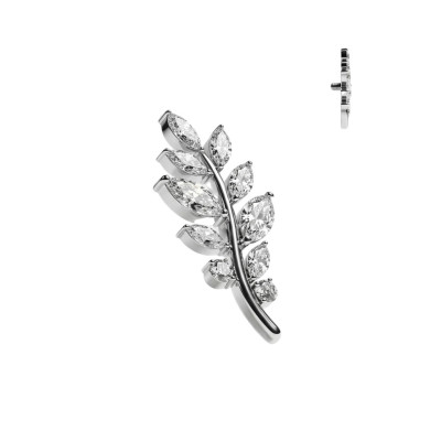 Implant Grade Titanium Internally Threaded Marquise CZ Olive Leaf Top