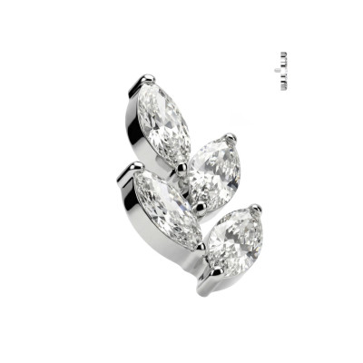 Implant Grade Titanium Internally Threaded Marquise CZ Leaf Top