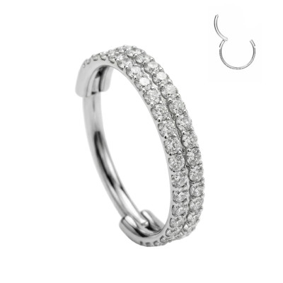Implant Grade Titanium Hinged Segment Hoop Ring With Double Lined Outward Facing CZs