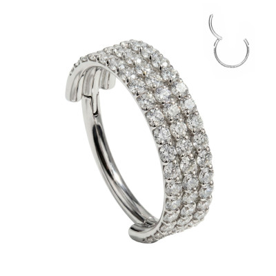 Implant Grade Titanium Hinged Segment Hoop Ring With Triple Lined Outward Facing CZs