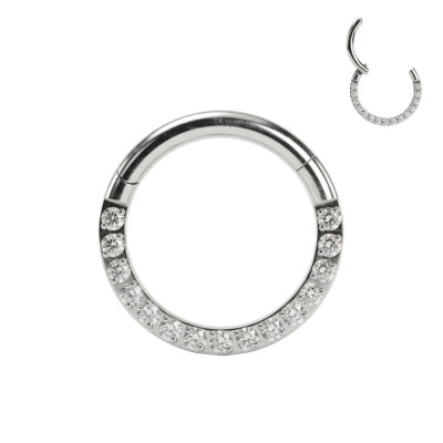 Implant Grade Titanium Hinged Segment Hoop Ring With Forward Facing Pave CNC Set CZ