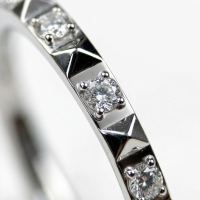 Implant Grade Titanium Hinged Segment Hoop Ring With CZ Between Pyramid Cut Studs