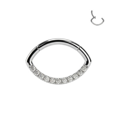 Implant Grade Titanium Cubic Zirconias Lined Oval Hinged Segment Hoop Ring