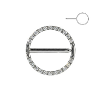 Implant Grade Titanium Nipple Hoop Swinging Clicker With CNC Pave CZ