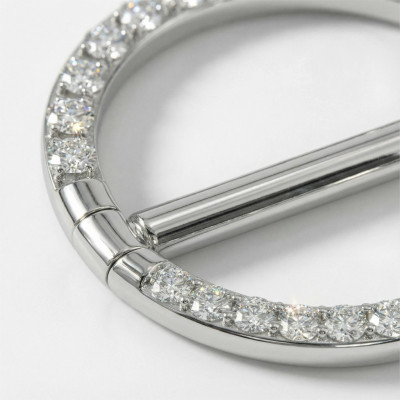 Implant Grade Titanium Nipple Hoop Swinging Clicker With CNC Pave CZ