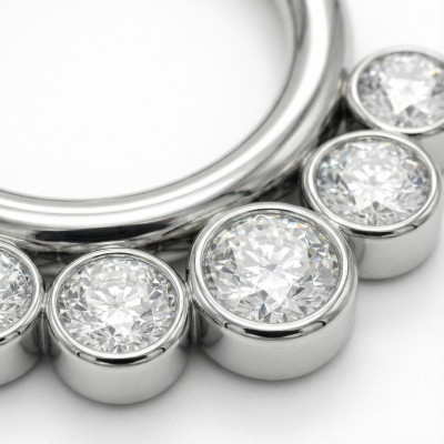 Implant Grade Titanium Hinged Segment Hoop Ring With 5 Bezel Set Forward Facing Crystals