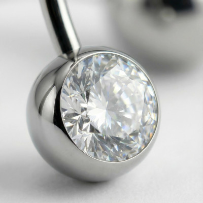 Implant Grade Titanium Internally Threaded Double Jewel Belly Button Ring