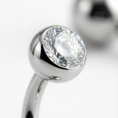 Implant Grade Titanium Internally Threaded Double Jewel Belly Button Ring