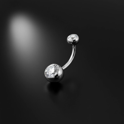 Implant Grade Titanium Internally Threaded Double Jewel Belly Button Ring
