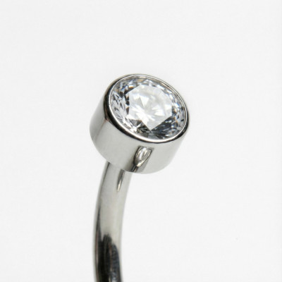Implant Grade Titanium Internally Threaded Double Bezel Set Round Zirconia Belly Ring