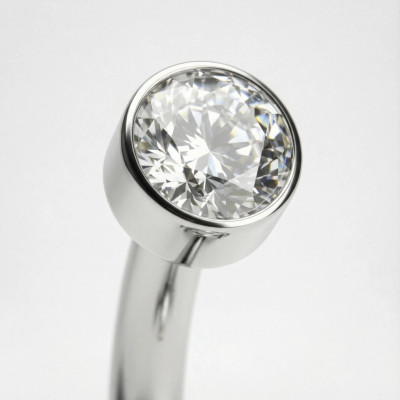 Implant Grade Titanium Internally Threaded Bezel Set CZ Top With Bottom 2 CZ and Ball Cluster Belly Button Ring