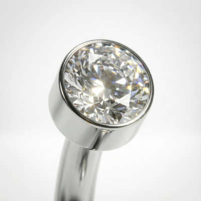 Implant Grade Titanium Internally Threaded Bezel Set CZ Top With Bottom 5 CZ and Ball Cluster Belly Button Ring