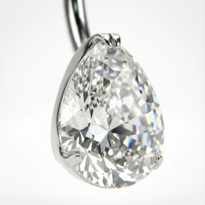 Implant Grade Titanium Internally Threaded Round Top CZ With Prong Set Pear CZ Belly Button Ring