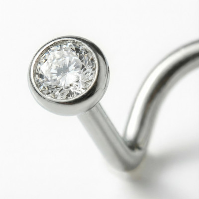 Implant Grade Titanium Bezel Set CZ Nose Screw