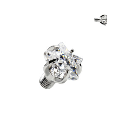 Implant Grade Titanium Internally Threaded Prong Set Star CZ Top
