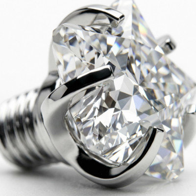 Implant Grade Titanium Internally Threaded Prong Set Star CZ Top