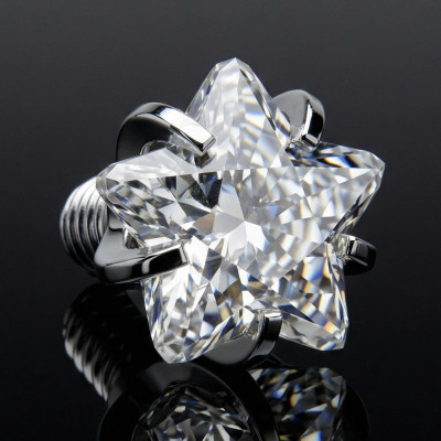 Implant Grade Titanium Internally Threaded Prong Set Star CZ Top