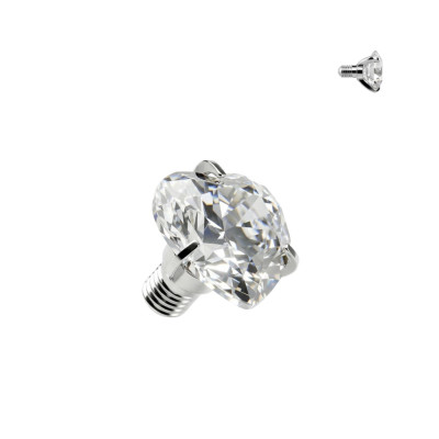 Implant Grade Titanium Internally Threaded Prong Set Heart CZ Top