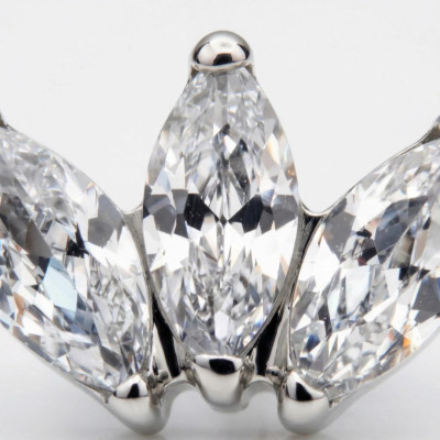 Implant Grade Titanium Internally Threaded 3 Marquise CZ Set Curve Top
