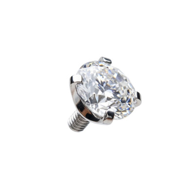 Implant Grade Titanium Internally Threaded Prong Set Round CZ Top